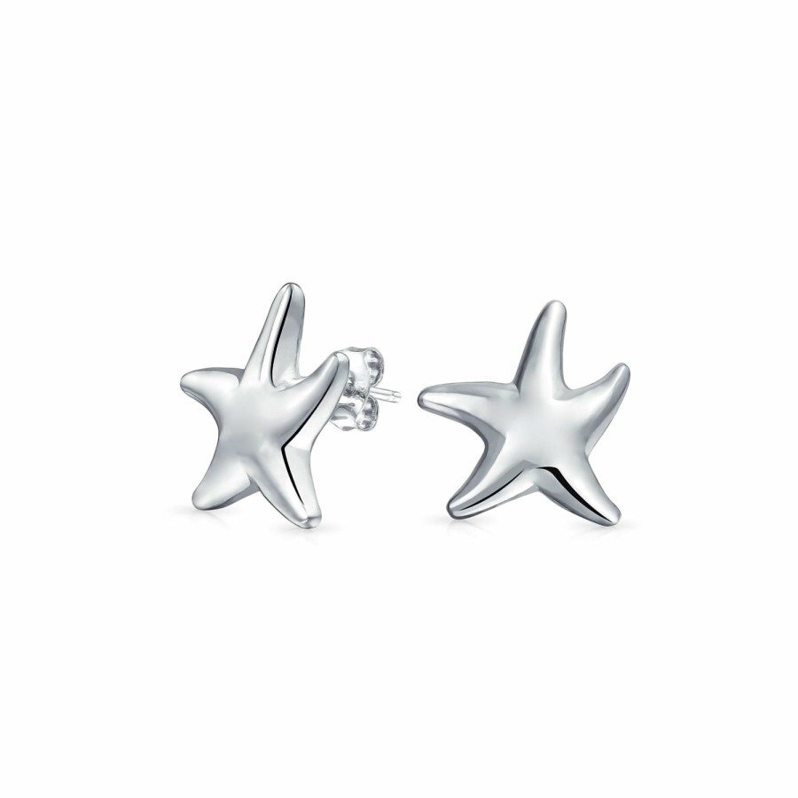 Shop Women Bling Jewelry Delicate Pendant Necklaces | Beach Nautical Jewelry Set Starfish Pendant Stud Earrings .925