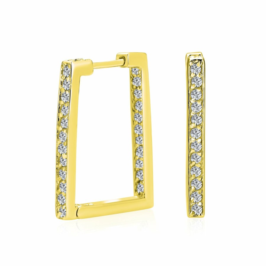 Shop Women Bling Jewelry Hoops Huggies Earrings | Rectangle Square Inside Out Set Aaa Cz Hoop Earrings Sterling