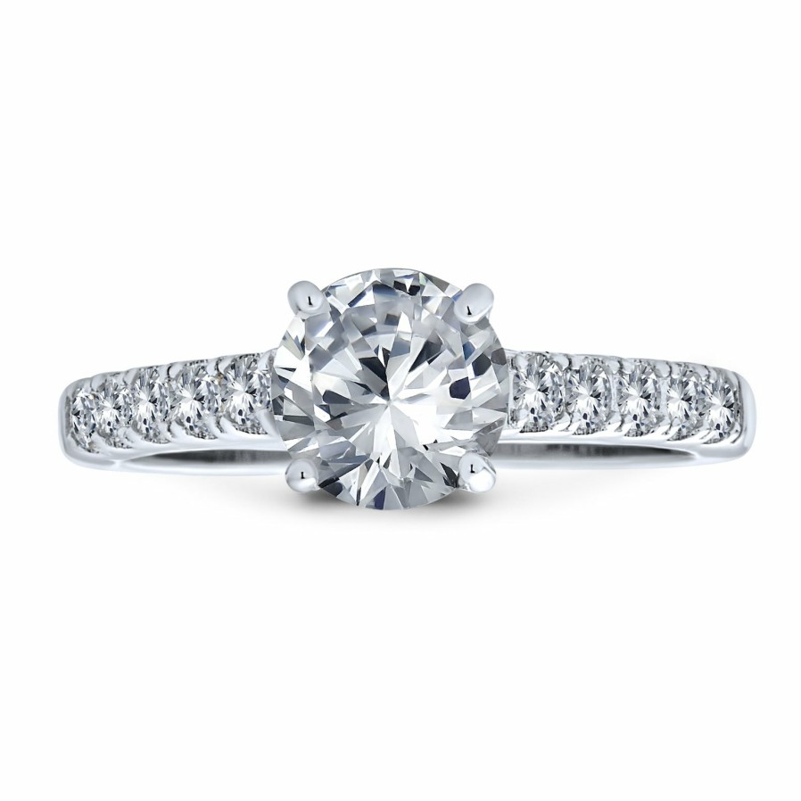 Shop Women Bling Jewelry Engravable Rings | 1.75Ct Aaa Cz Solitaire Engagement Ring Band .925Sterling Silver