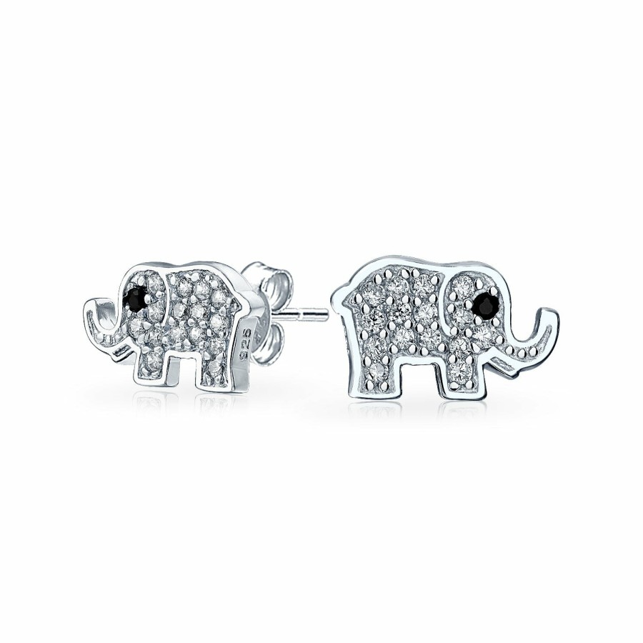 Shop Women Bling Jewelry Stud Earrings | Wise Elephant Shimmering Cubic Zirconia Stud Earrings Sterling Silver