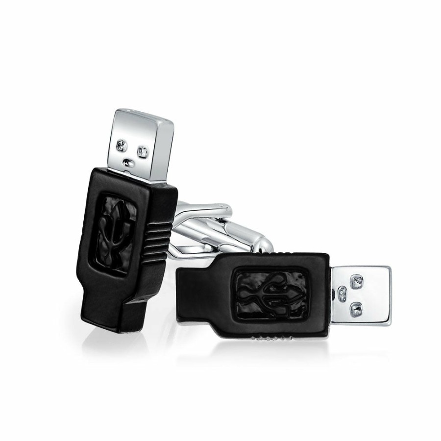 Shop Men Bling Jewelry Cufflinks | Computer Tech Usb Flash Drive Black Cufflinks Stainless Steel