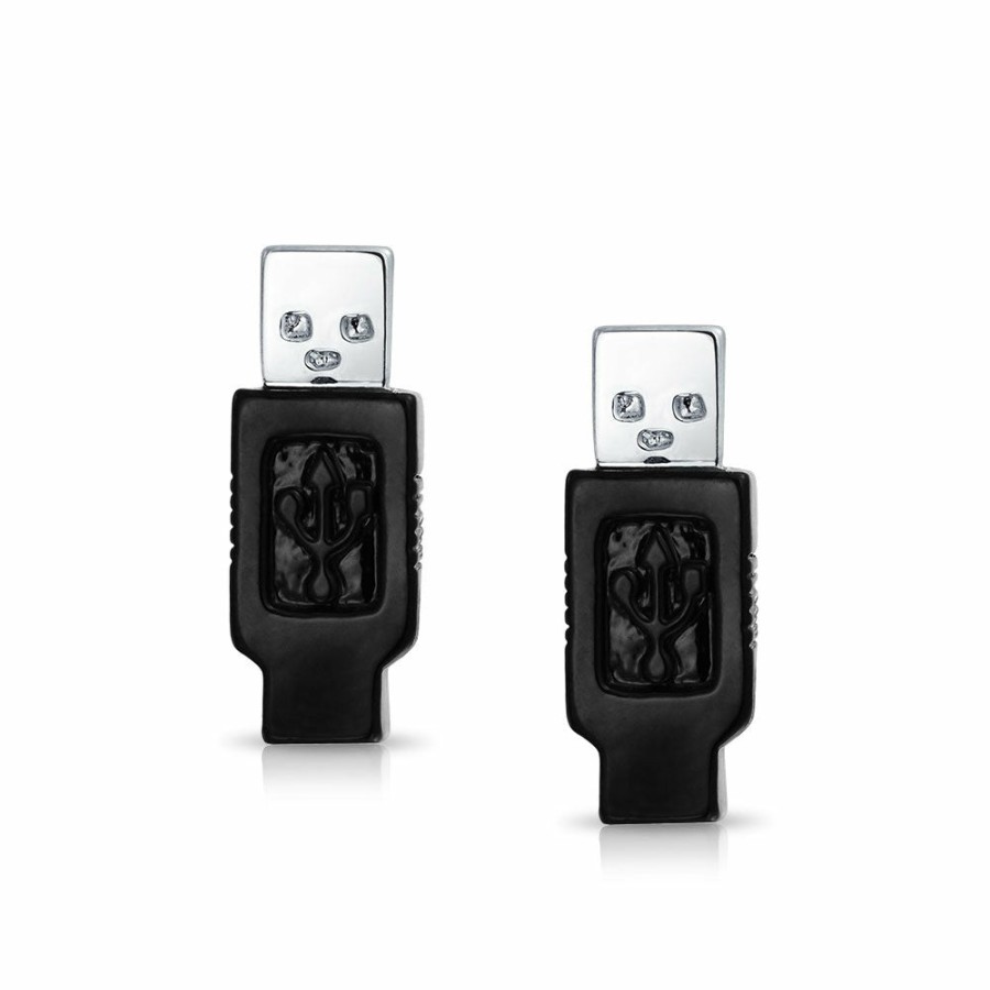 Shop Men Bling Jewelry Cufflinks | Computer Tech Usb Flash Drive Black Cufflinks Stainless Steel