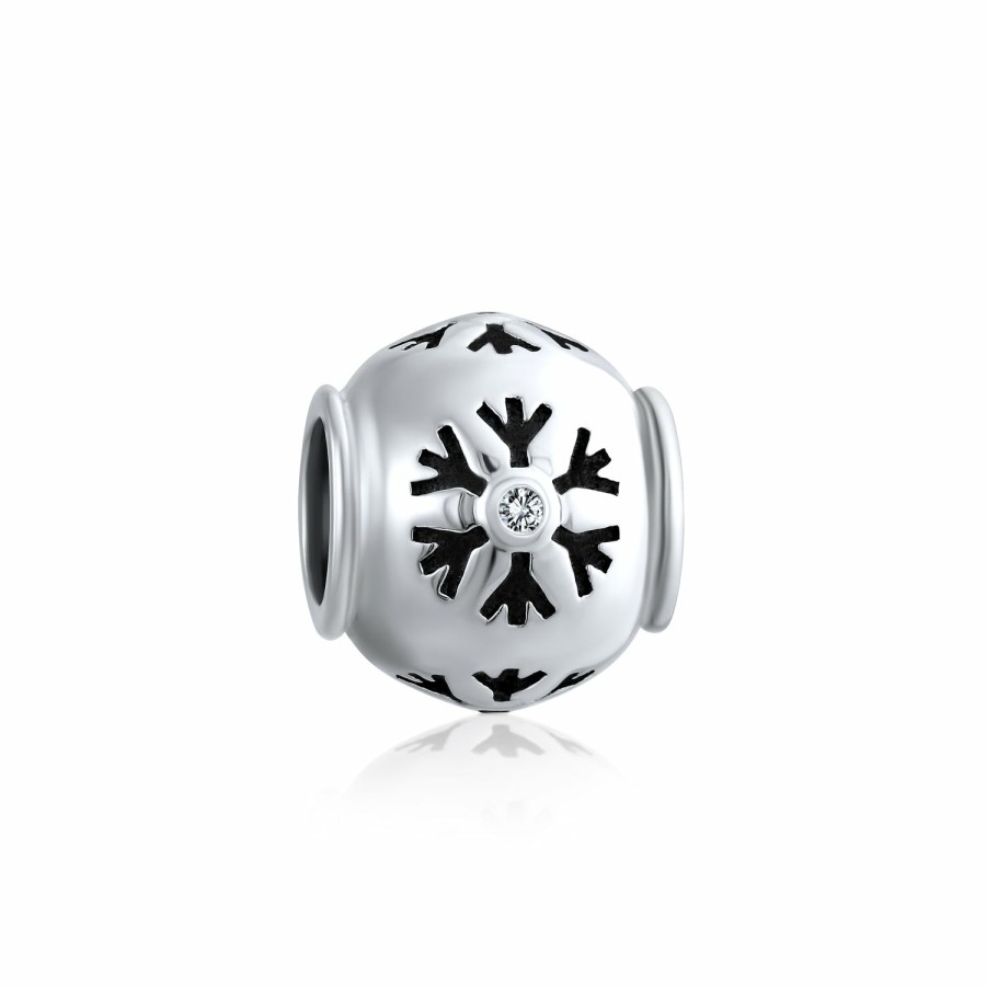 Shop Women Bling Jewelry Unique Charms | Winter Christmas Cz Blue Green Snowflake Bead Charm .925Sterling Silver