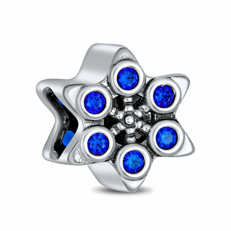 Shop Women Bling Jewelry Unique Charms | Winter Christmas Cz Blue Green Snowflake Bead Charm .925Sterling Silver