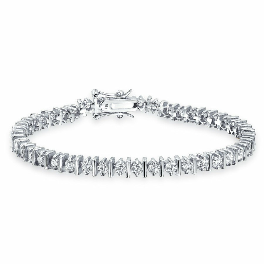 Shop Women Bling Jewelry Tennis Bracelets | Bridal Solitaire 10 Ctw Bar Set Cz Tennis Bracelet Gold Plated