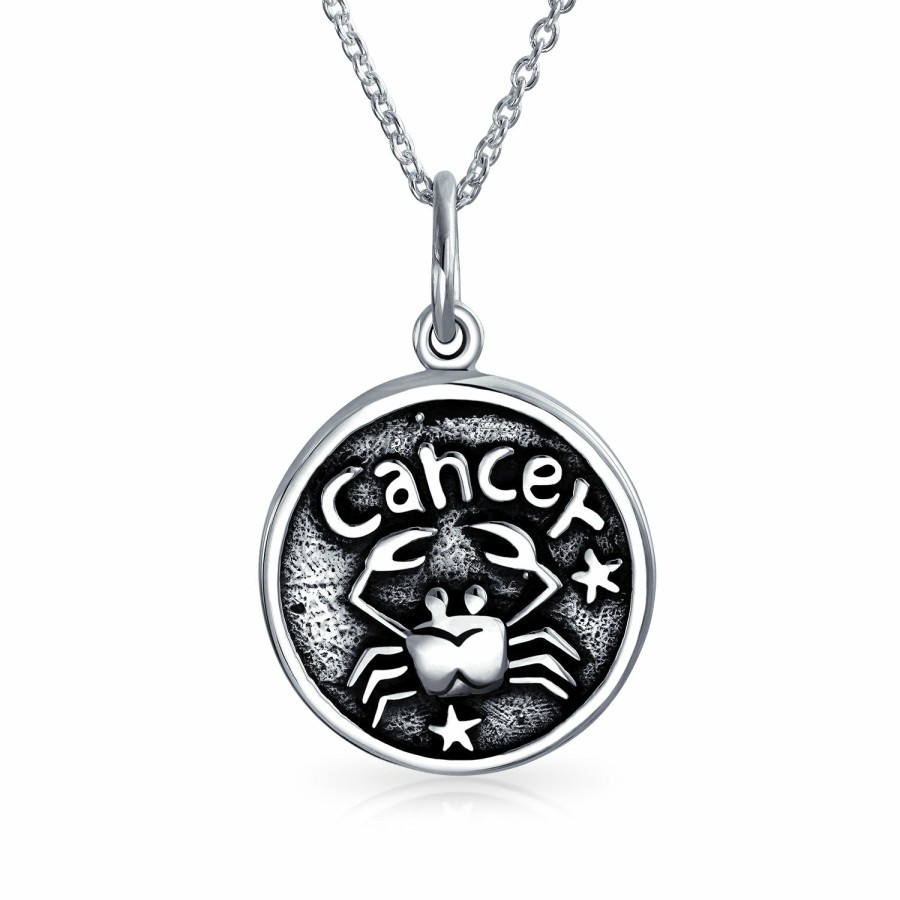 Shop Women Bling Jewelry Pendant Necklaces | Zodiac Astrology Round Medallion Pendant Necklace .925 Sterling Silver