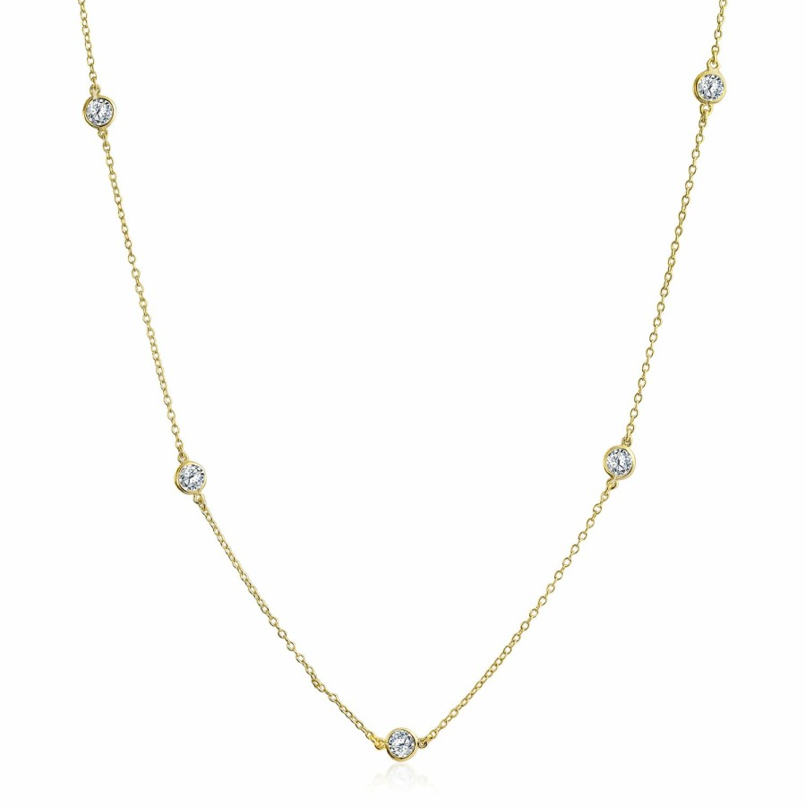 Shop Women Bling Jewelry Delicate Pendant Necklaces | Cz By The Yard Tin Cup Chain Layer Necklace Gold Plated Sterling