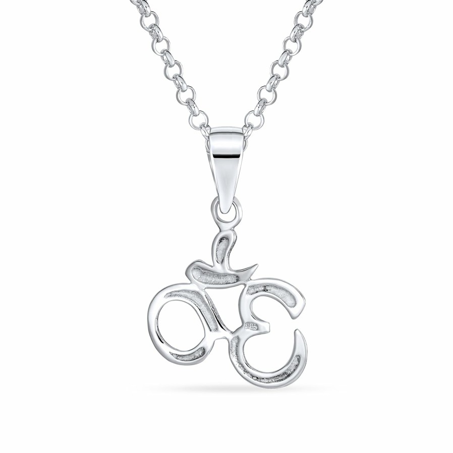 Shop Women Bling Jewelry Pendant Necklaces | Aum Om Sanskrit Harmony Pendant Charm Necklace .925 Sterling Silver