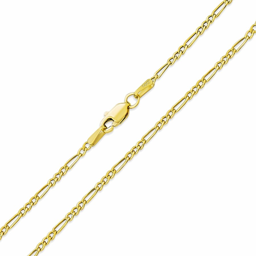 Shop Women Bling Jewelry Chains Necklaces | Unisex Thin 1.8Mm Solid Yellow 14K Gold Figaro Chain Necklace 16-24"