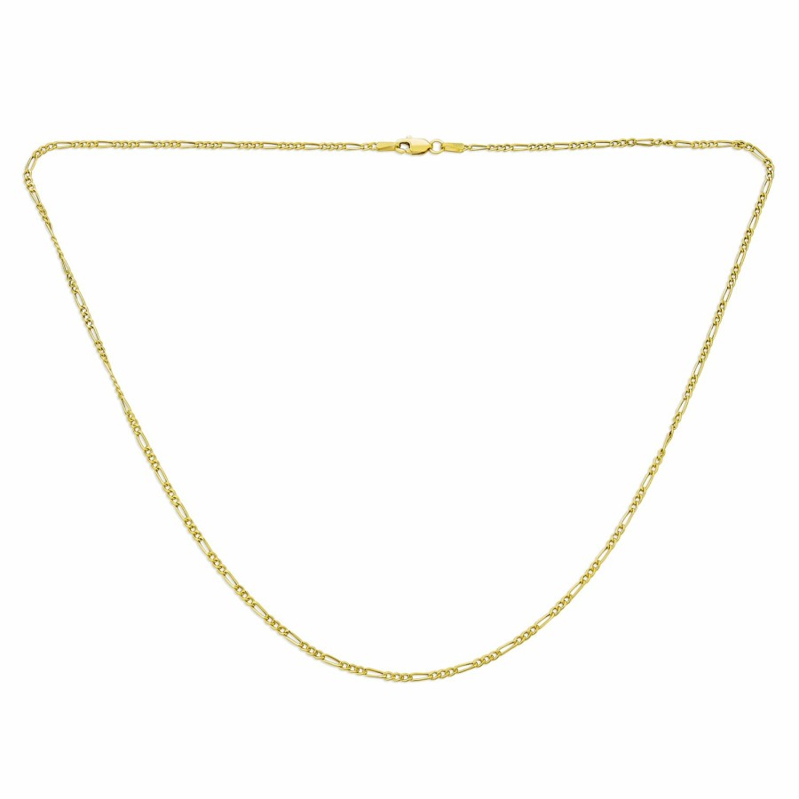 Shop Women Bling Jewelry Chains Necklaces | Unisex Thin 1.8Mm Solid Yellow 14K Gold Figaro Chain Necklace 16-24"