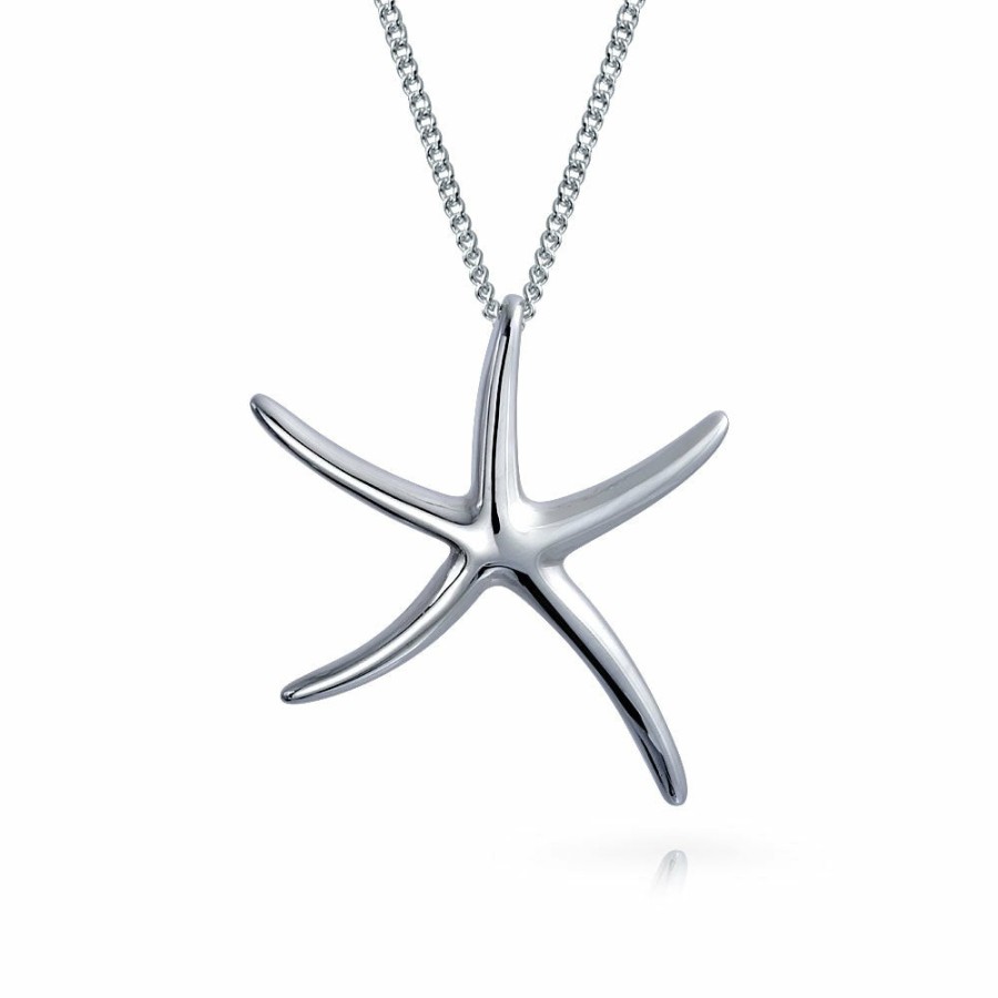 Shop Women Bling Jewelry Pendant Necklaces | Nautical Beach Starfish Dangling Earrings Pendant .925 Sterling