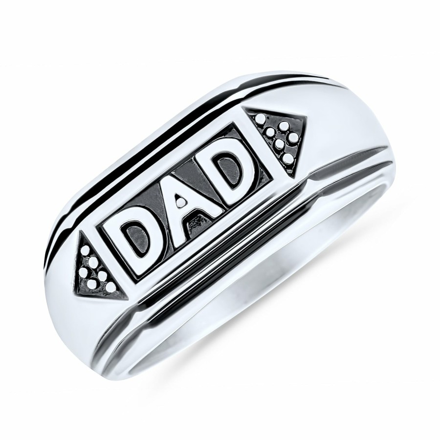 Shop Men Bling Jewelry Mens Rings | Men'S Word Band Signet Dad Ring For Father Day Tri Tone Stainless Steel