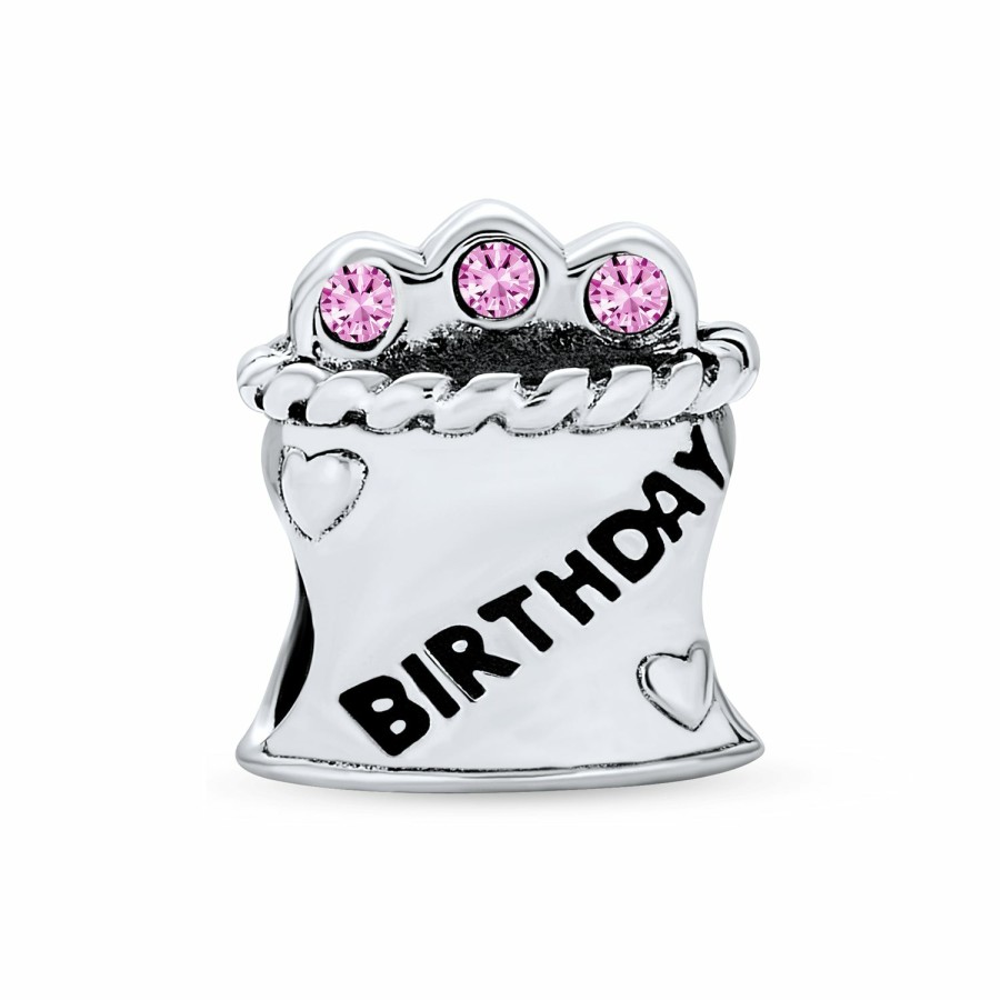 Shop Women Bling Jewelry Engravable Charms | Celebration Book Words Happy Birthday Cake Cone Charm Bead .925