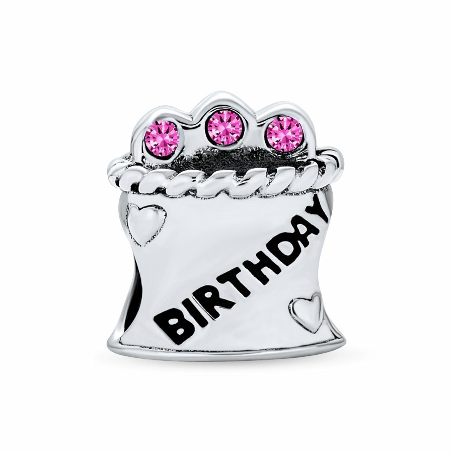 Shop Women Bling Jewelry Engravable Charms | Celebration Book Words Happy Birthday Cake Cone Charm Bead .925