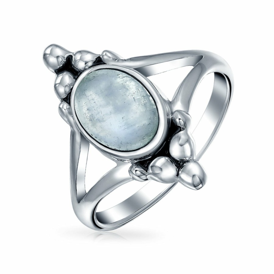 Shop Women Bling Jewelry Unique Rings | Oval Gemstone Ring Shank Band .925 Sterling Silver