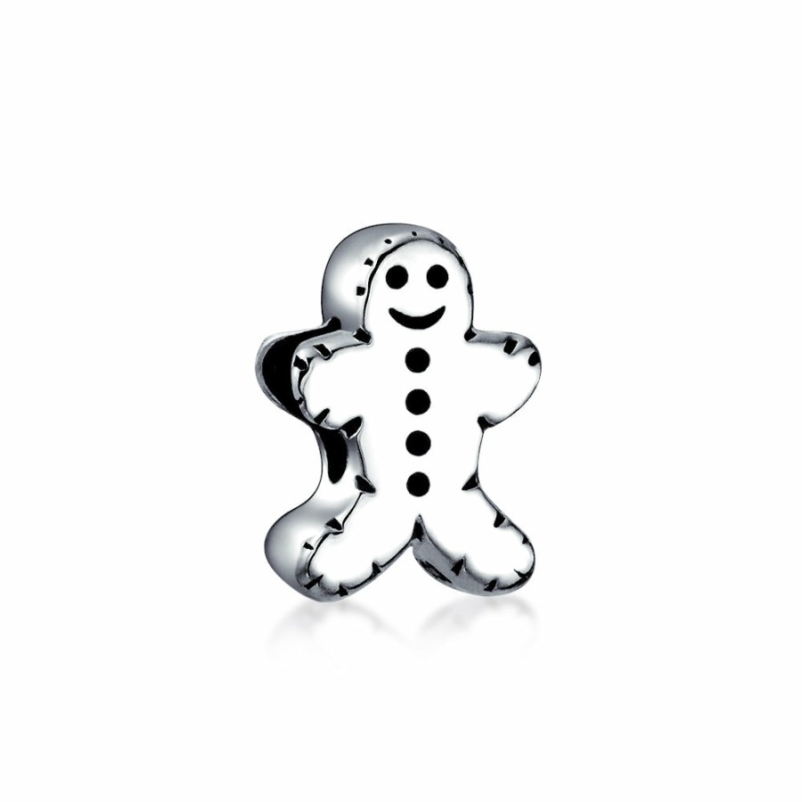 Shop Women Bling Jewelry Christmas Charms Beads | Holiday Christmas Gingerbread Man Cookie Charm Bead Sterling Silver