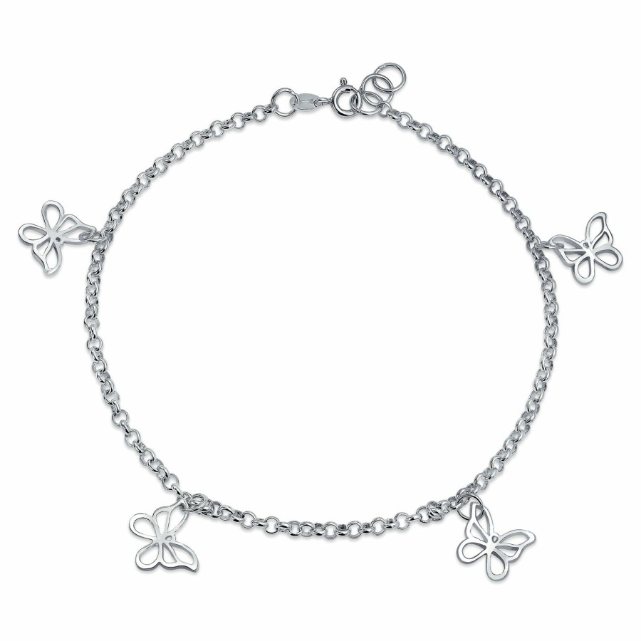 Shop Women Bling Jewelry Charm Bracelets | Multi Butterfly Anklet Charm Ankle Bracelet For Women Sterling Silver