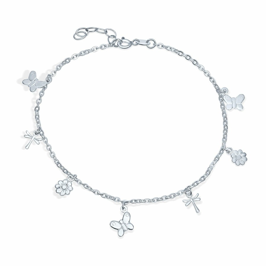 Shop Women Bling Jewelry Charm Bracelets | Multi Butterfly Anklet Charm Ankle Bracelet For Women Sterling Silver