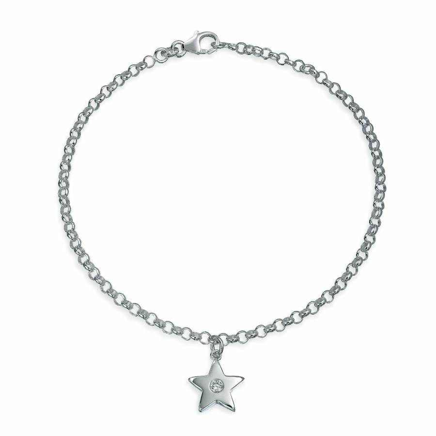 Shop Women Bling Jewelry Ankle Bracelets | Celestial Rock Cz Star Charm Anklet American Usa Patriotic Ankle Bracelet