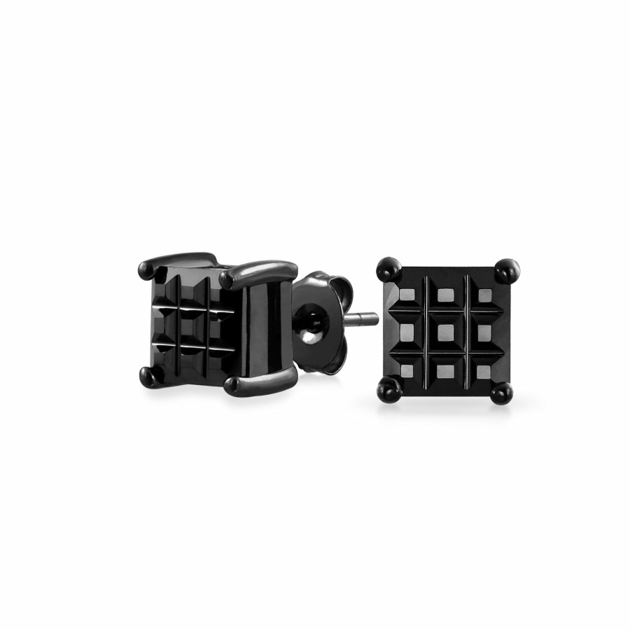 Shop Men Bling Jewelry Mens Earrings | Cz Square Invisible Cut Stud Earrings Plated 5-10 Mm