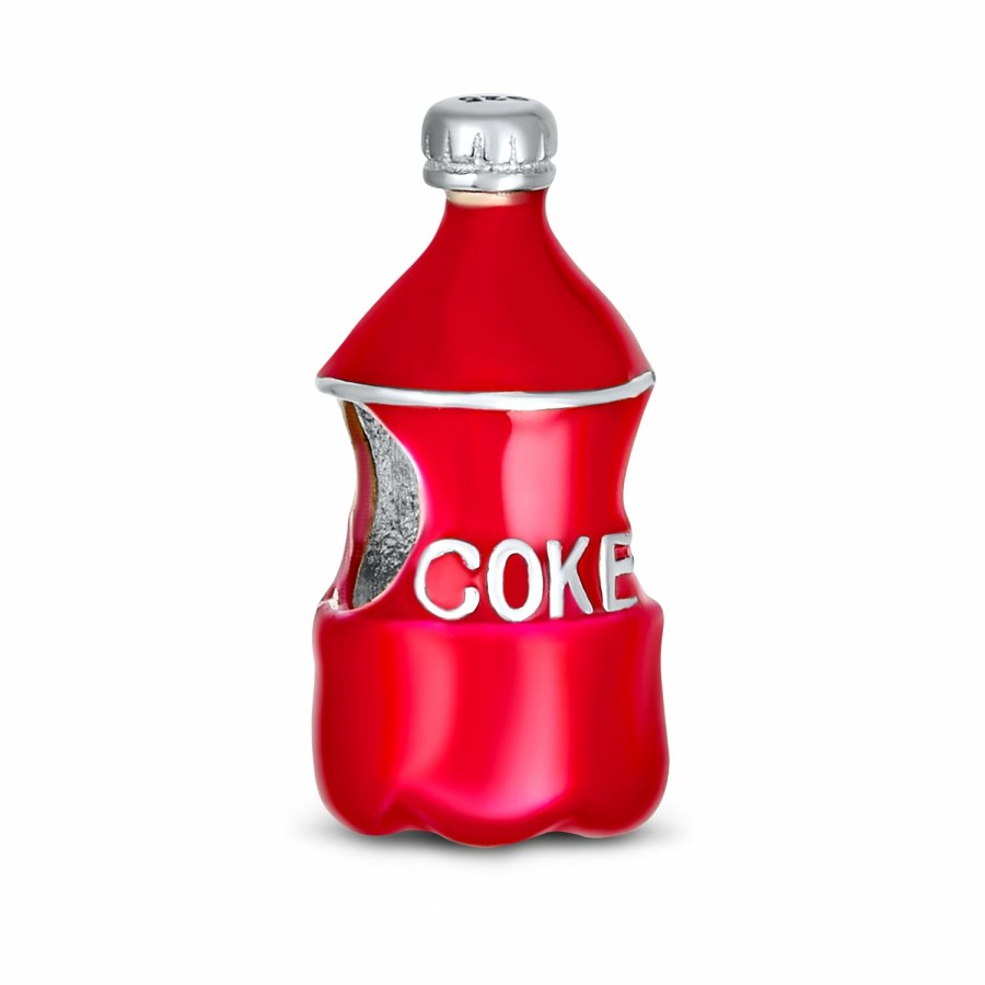 Shop Women Bling Jewelry Unique Charms | Soda Lover Red Enamel Drink Coke Bottle Charm Bead .925 Sterling Silver