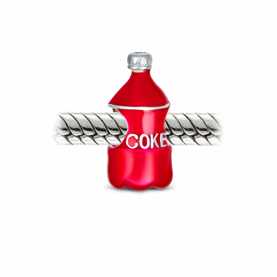 Shop Women Bling Jewelry Unique Charms | Soda Lover Red Enamel Drink Coke Bottle Charm Bead .925 Sterling Silver