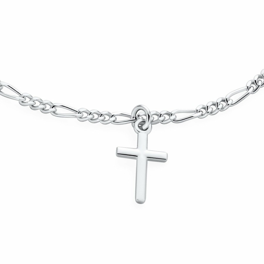 Shop Women Bling Jewelry Charm Bracelets | Religious Multi Charm Dangling Cross Bracelet Communion .925 Silver 7"