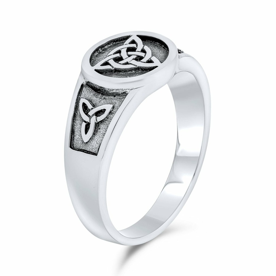 Shop Women Bling Jewelry Engravable Rings | Celtic Trinity Knot Triquetra Ring Signet Ring .925 Sterling Silver