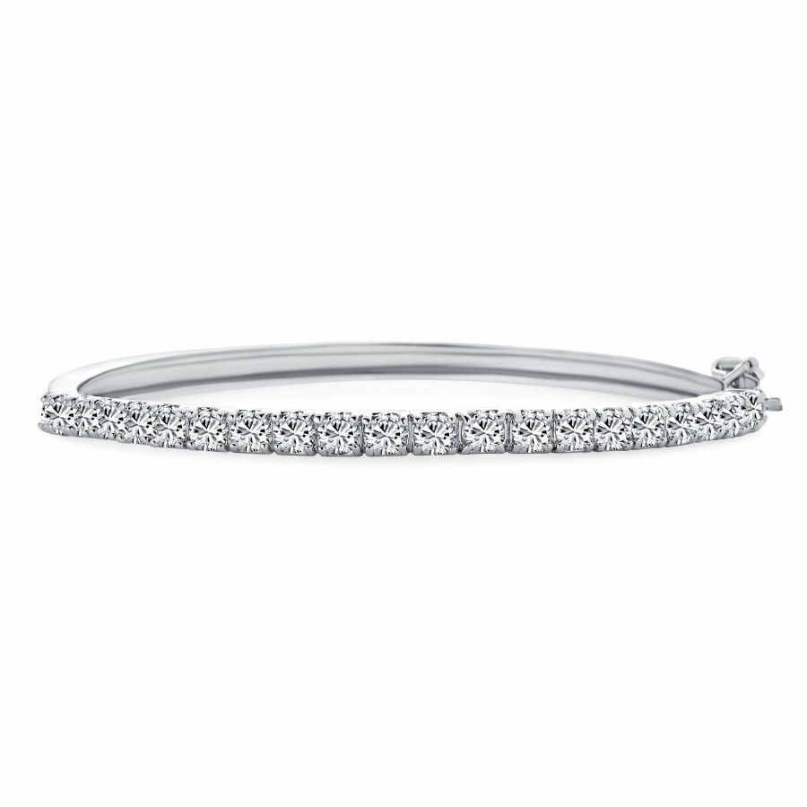 Shop Women Bling Jewelry Cuff Bangle Bracelets | Bridal Princess Cut 1/2 Eternity Tennis Bangle Bracelet Aaa Cz Silver