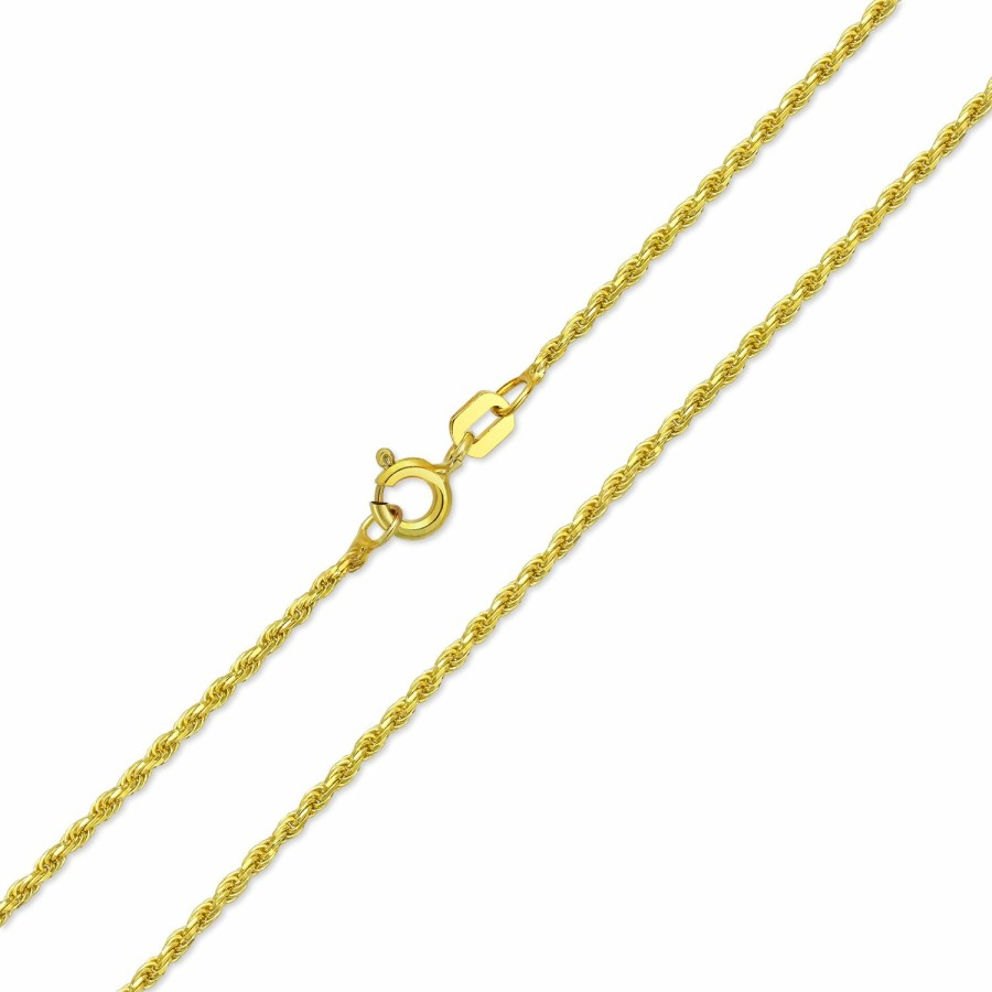 Shop Women Bling Jewelry Chains Necklaces | Rope Chain 30 Gauge Necklace Gold Plated .925 Sterling Silver