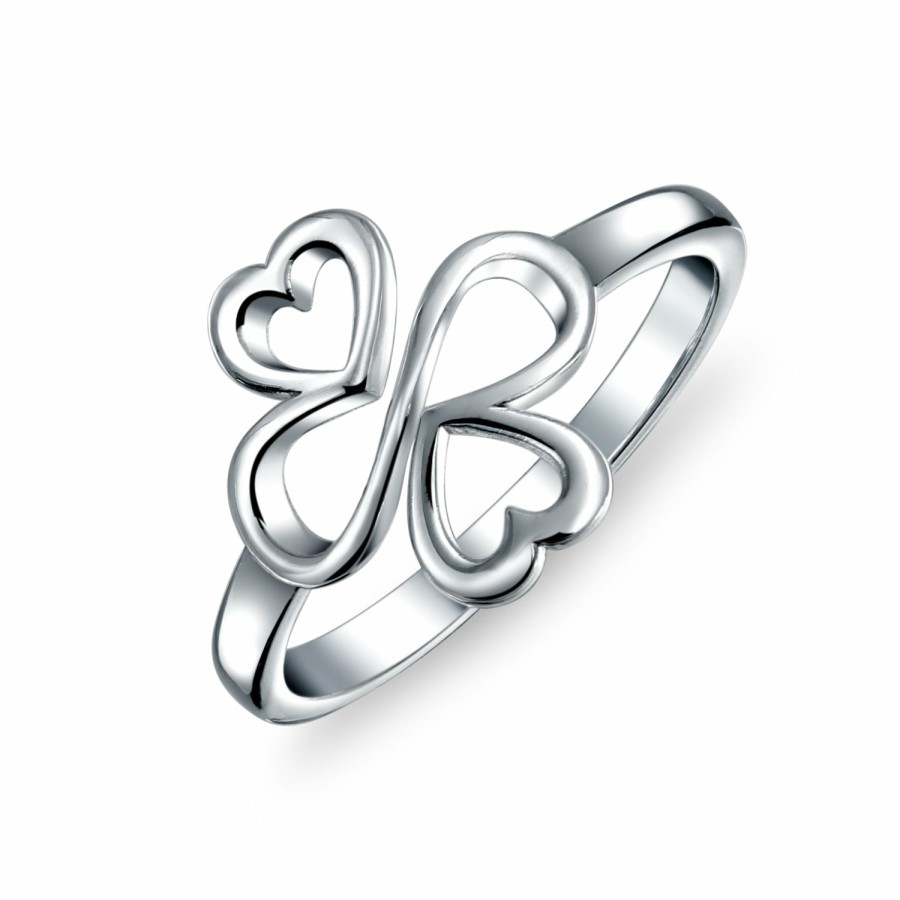 Shop Women Bling Jewelry Engravable Rings | Ayllu Heart Infinity Clover Love Luck Unity Cz Ring Sterling