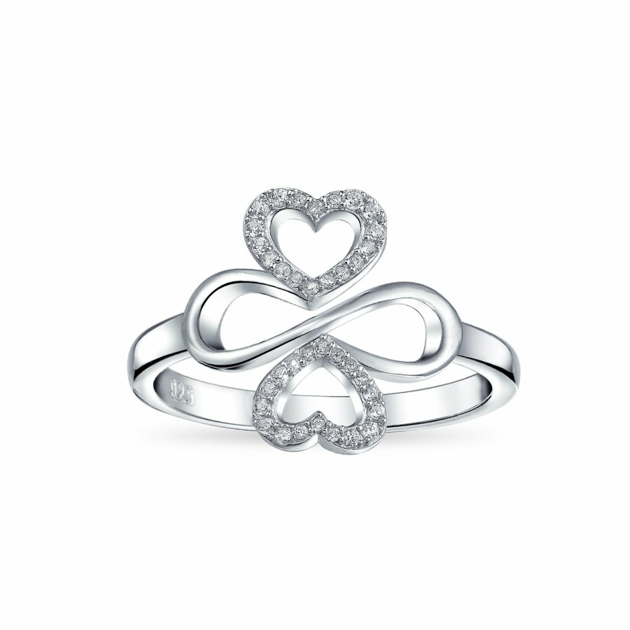 Shop Women Bling Jewelry Engravable Rings | Ayllu Heart Infinity Clover Love Luck Unity Cz Ring Sterling