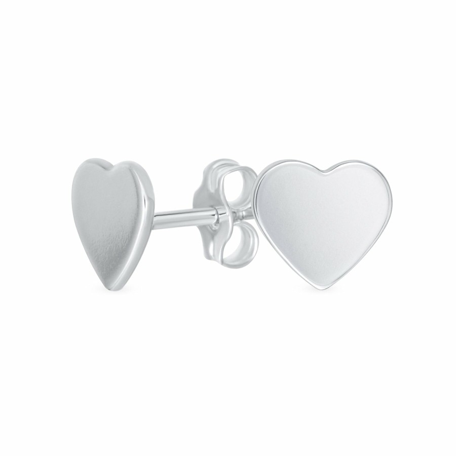 Shop Women Bling Jewelry Stud Earrings | Simple Plain Initial Heart Shape Stud Earrings .925Sterling Silver