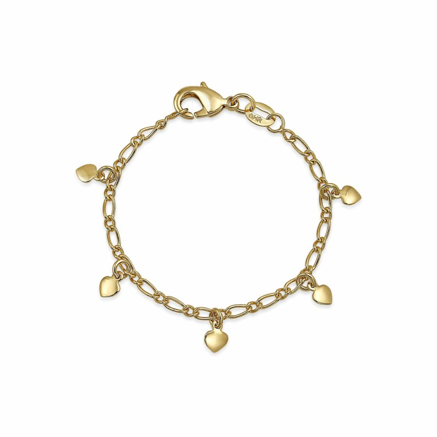 Shop Women Bling Jewelry Delicate Bracelets | Gold Plated Tiny Dangling Hearts Charm Bracelet For Small Wrists