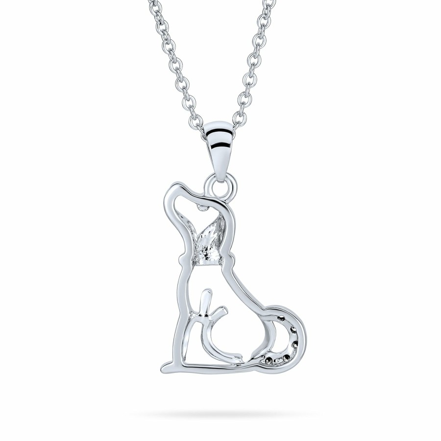 Shop Women Bling Jewelry | Loyal Puppy Pet Dog Necklace Bff Best Friend Cz Silver Tone Necklace