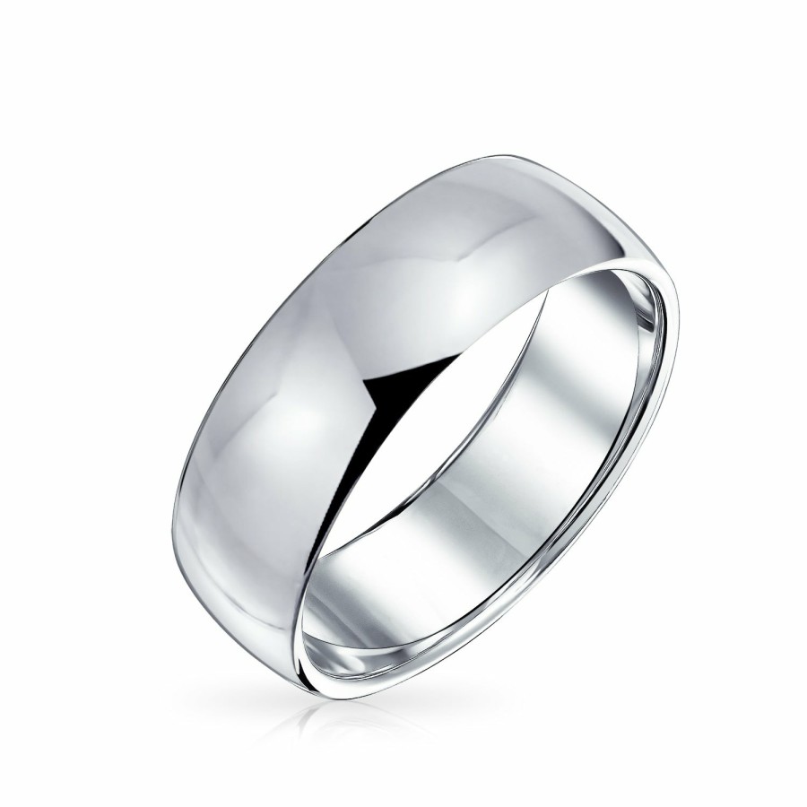 Shop Men Bling Jewelry Mens Rings | Simple Polished Wide Dome .925 Sterling Wedding Band Ring 6Mm Silver