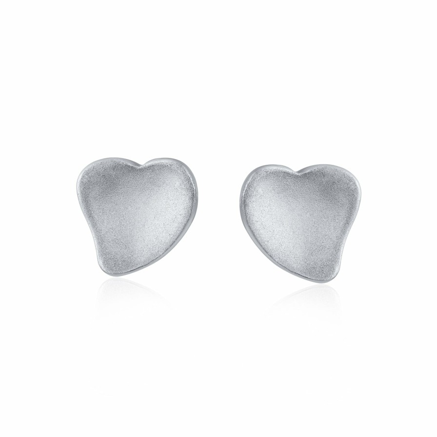 Shop Women Bling Jewelry | Minimalist Heart Stud Earrings Curved Shiny .925 Sterling Silver