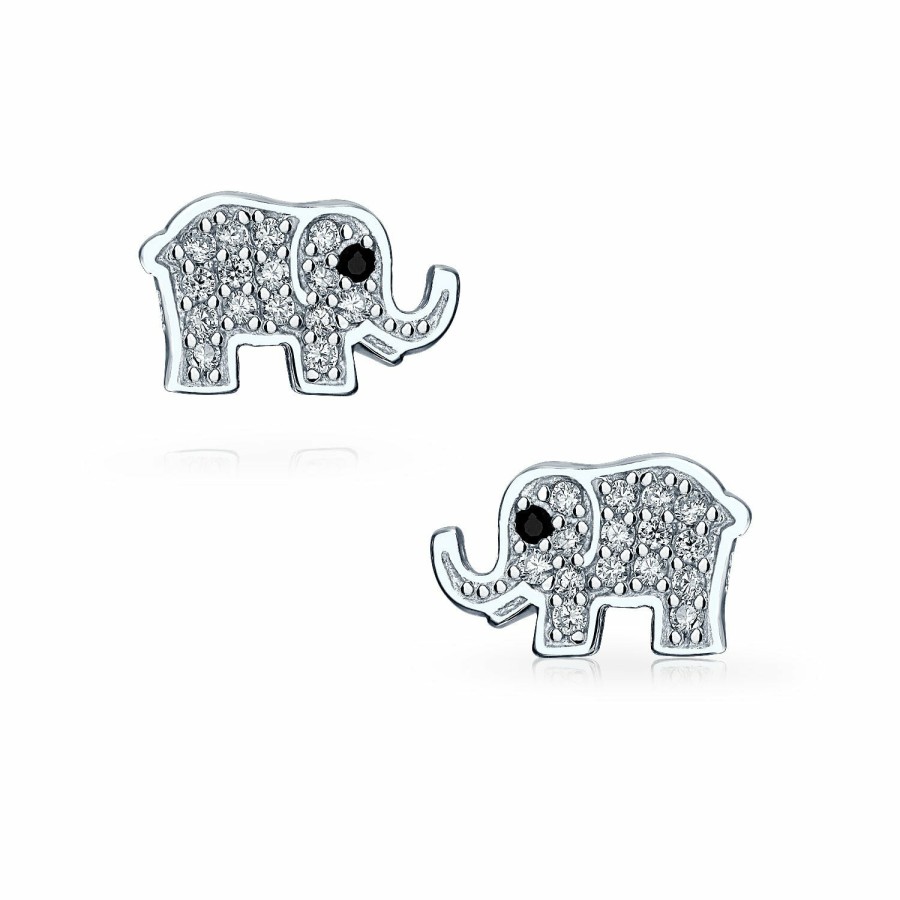 Shop Women Bling Jewelry | Wise Elephant Shimmering Cubic Zirconia Stud Earrings Sterling Silver