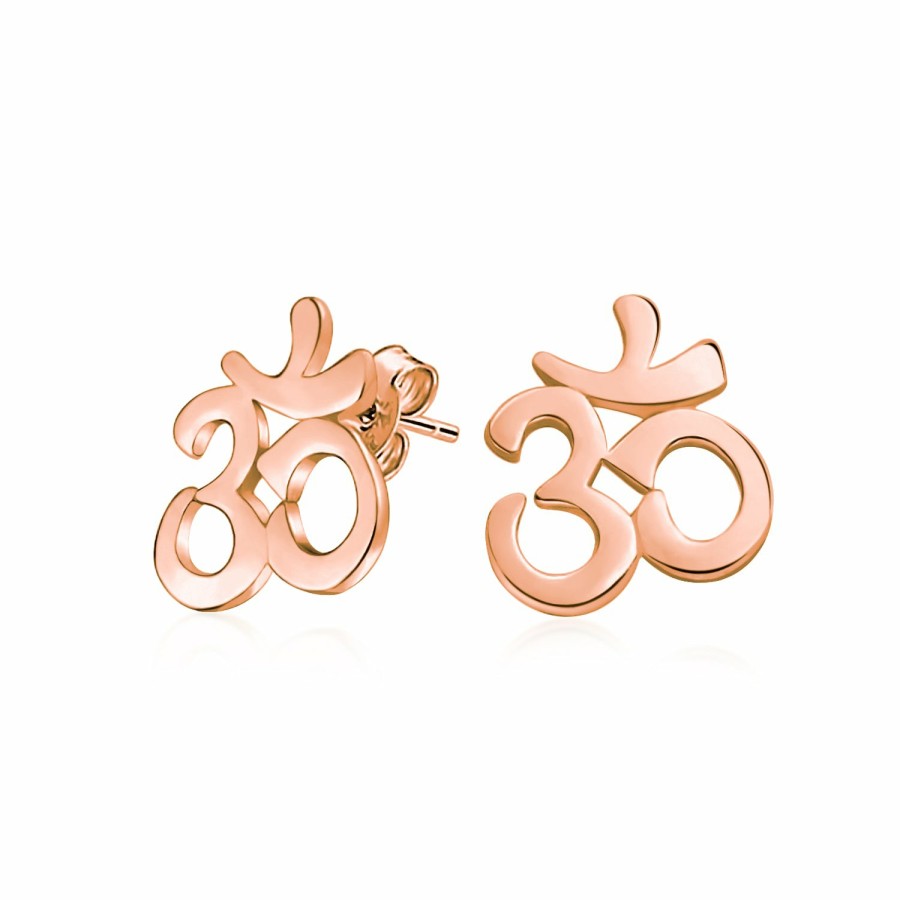 Shop Women Bling Jewelry Stud Earrings | Zen Yoga Om Aum Symbol Stud Earrings Gold Plated Sterling