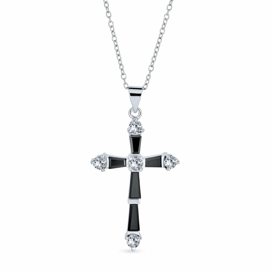 Shop Women Bling Jewelry Pendant Necklaces | Gemstone Cz Created Opal Cross Pendant Necklace Sterling Silver