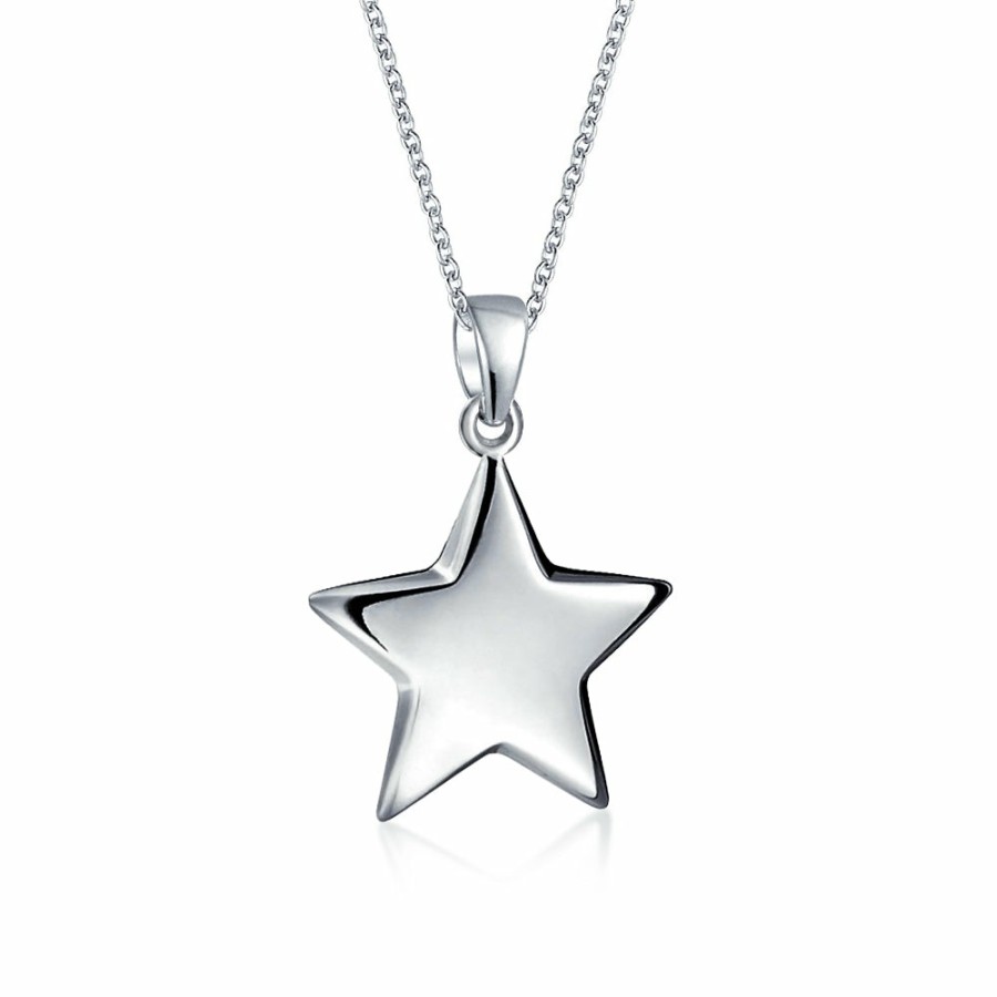 Shop Women Bling Jewelry Abc Initial | Initial A-Z Celestial Usa Patriotic Rock Star Necklace Pendant Silver