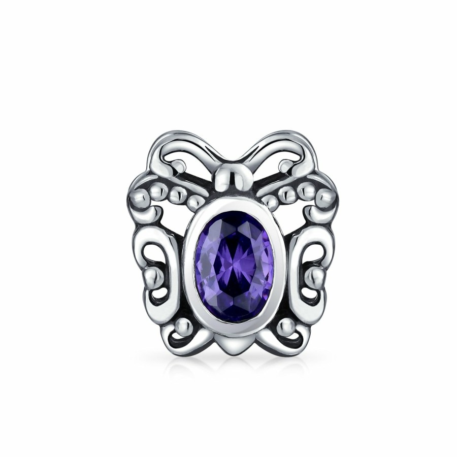 Shop Women Bling Jewelry Animal Beads | Garden Insect Spring Cz Butterfly Charm Imitation Amethyst .925