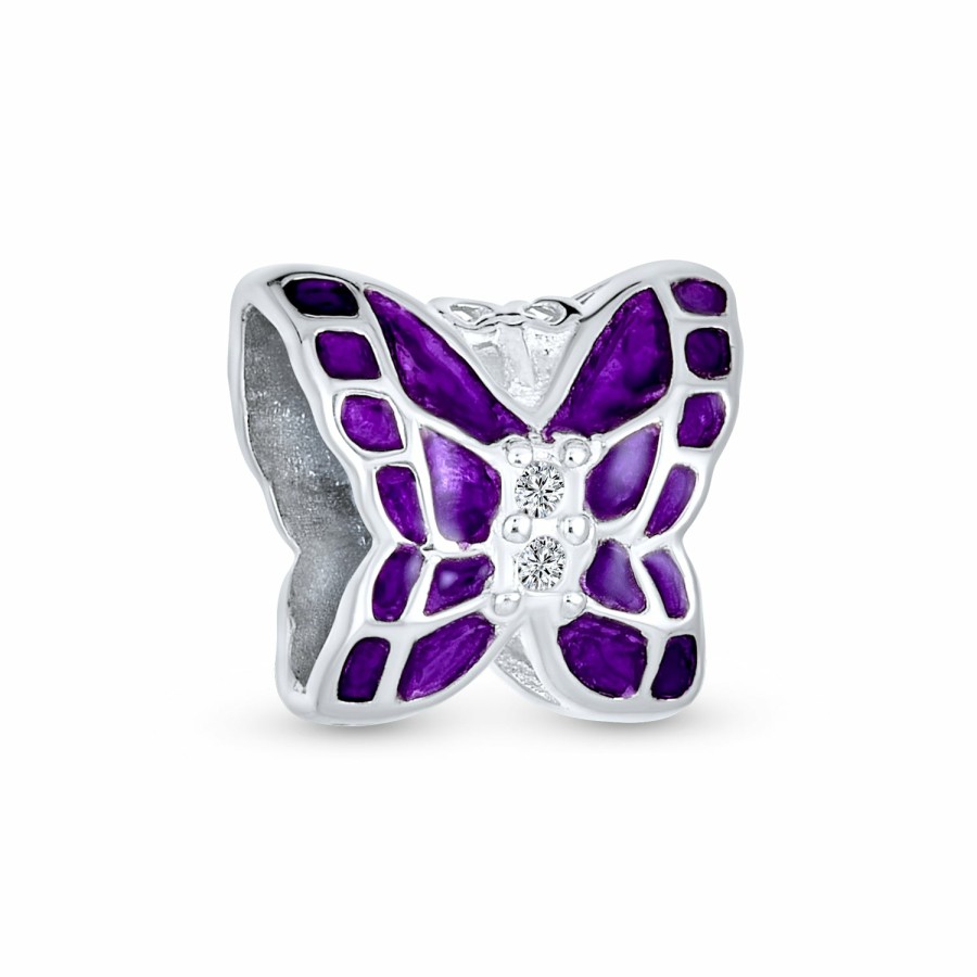 Shop Women Bling Jewelry Animal Beads | Garden Insect Spring Cz Butterfly Charm Imitation Amethyst .925