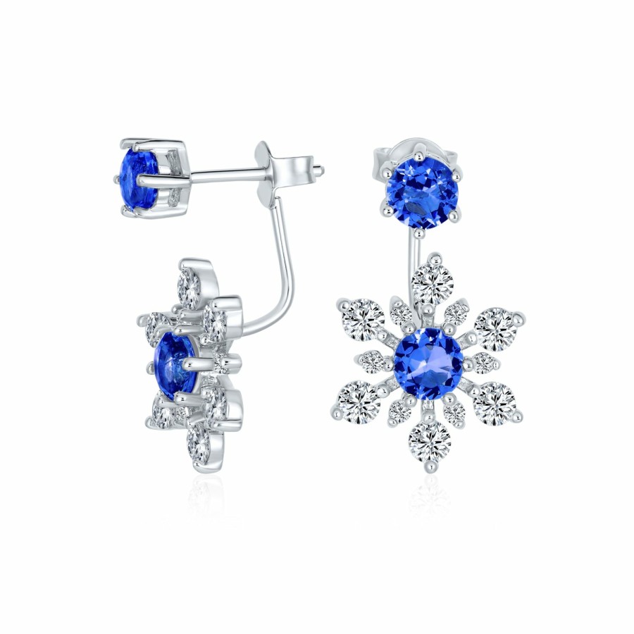 Shop Women Bling Jewelry Stud Earrings | Winter Cz Ear Jackets Snowflake Stud Earring .925 Sterling Silver