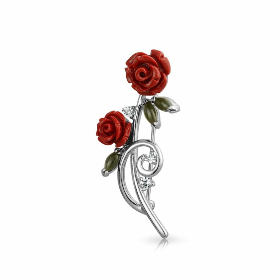 Shop Women Bling Jewelry Pins & Brooches | Elegant Floral Bouquet Flower Roses Cz Flower Brooch Lapel Pin