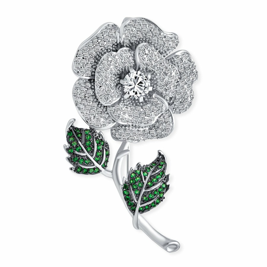 Shop Women Bling Jewelry Pins & Brooches | Elegant Floral Bouquet Flower Roses Cz Flower Brooch Lapel Pin