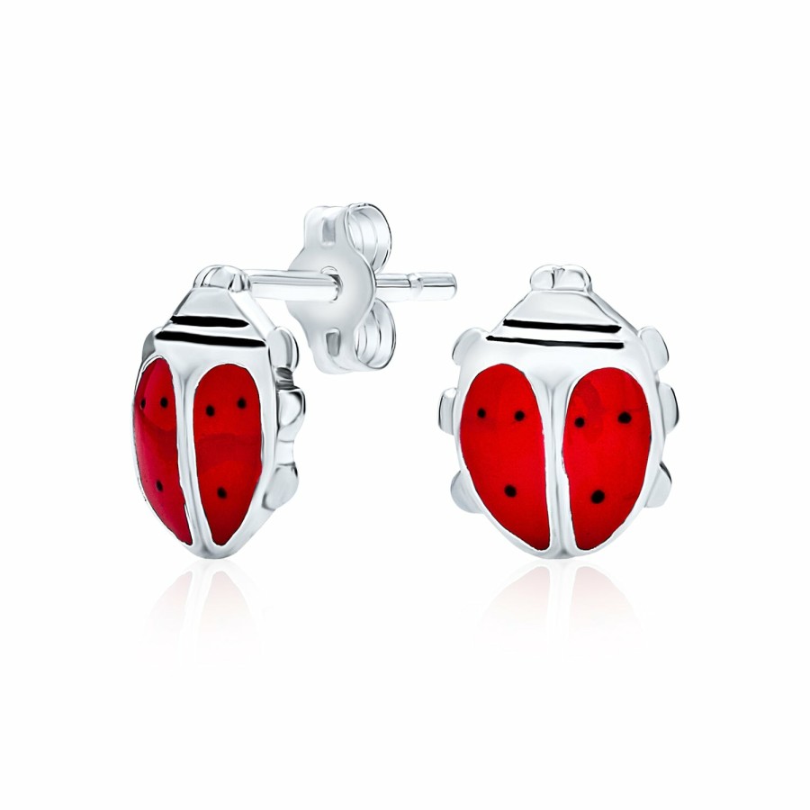 Shop Women Bling Jewelry | Ladybug, Pink Love Heart, Purple Butterfly Small Enamel Stud Earrings