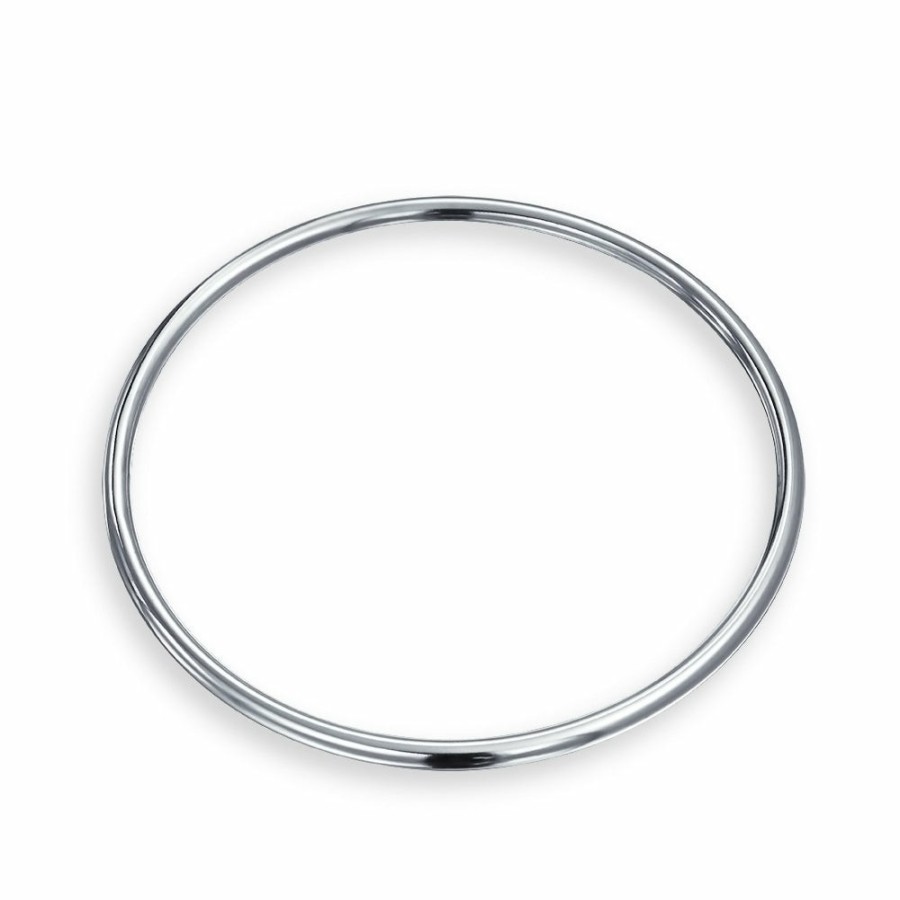 Shop Women Bling Jewelry Cuff Bangle Bracelets | Basic Stackable 3Mm Smooth Rounded Bangle Bracelet .925 Sterling Silver