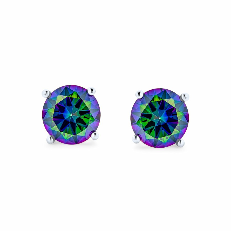 Shop Men Bling Jewelry Mens Earrings | Black Mystic Solitaire Cz Stud Earrings Sterling Silver Screw Back