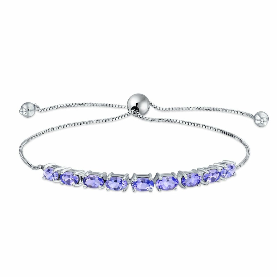 Shop Women Bling Jewelry Delicate Bracelets | Amethyst Tanzanite Emerald Sapphire Bolo Tennis Bracelet For Women 7-8 Inch